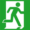 Fluchtwegschild NEUTRAL,  Folie B150xH150 mm Notausgang rechts langnachleuchtend