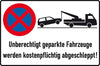 Parkverbotsschild NEUTRAL,  Alu B600xH400 mm Unberechtigt geparkte Fahrzeuge w. abgeschleppt