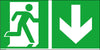 Fluchtwegschild NEUTRAL,  Alu B300xH150 mm Notausgang rechts mit Pfeil abwärts langnachleuchtend