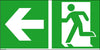 Fluchtwegschild NEUTRAL,  Alu B400xH200 mm Notausgang links mit Pfeil links langnachleuchtend