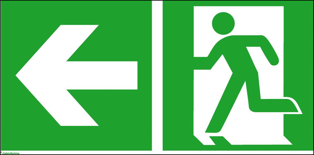 Fluchtwegschild NEUTRAL,  Alu B300xH150 mm Notausgang links mit Pfeil links langnachleuchtend