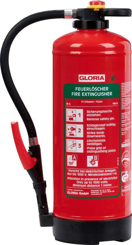Schaum-Aufladelöscher GLORIA,  SKA+9PRO fluorfrei Brandklasse A und B