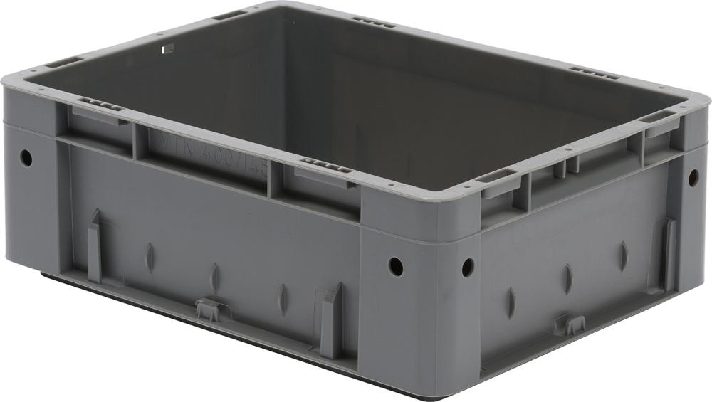 Transport-Stapelkasten LA-KA-PE,  B400xT300xH145 mm grau Auflast 600kg ohne Griffloch