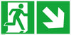 Fluchtwegschild NEUTRAL,  Alu B300xH150 mm Notausgang links mit Pfeil rechts abwärts langnachleuchtend
