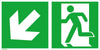 Fluchtwegschild NEUTRAL,  Alu B300xH150 mm Notausgang links mit Pfeil links abwärts langnachleuchtend