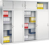 Aufsatzschrank C+P,  B1600xT500xH790 mm RAL 7035 2 Fachböden mit Schiebetüren CP