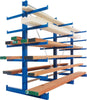 Kragarmregal META REGALBAU,  L Anbaufeld B1000xT2x500xH2500 mm doppelseitig RAL 5010 2x4 Arme Traglast 175kg