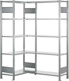 Eck-Steckregal SCHULTE LAGERTECHNIK,  B1000xT400xH2000 mm Feld A+B 2x5 Böden vzk Fachlast 150kg