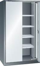 Einschwenktürenschrank LISTA,  B1100xT641xH1950mm RAL 5012,Vollblechtür 4 Böden