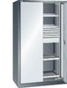 Einschwenktürenschrank LISTA,  B1100xT641xH1950mm RAL 7035,Vollblechtür 4 Böden,3 Schubladen