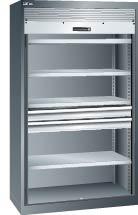 Rolladenschrank LISTA,  B1100xT641xH1950mm RAL 5012 4 Böden,2 Schubladen