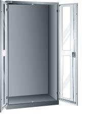Flügeltürenschrank LISTA,  B1000xT580xH1950mm RAL 5012,Sichtfenstertür Leergehäuse