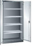 Flügeltürenschrank LISTA,  B1000xT580xH1950mm RAL 7035,Vollblechtür 4 Böden