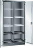 Flügeltürenschrank LISTA,  B1000xT580xH1950mm RAL 7035,Vollblechtür Trennwand,10 Böden