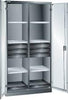 Flügeltürenschrank LISTA,  B1000xT580xH1950mm RAL 5012,Vollblechtür 8 Böden,6Schubladen