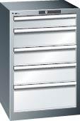 Schubladenschrank LISTA,  27x27E B564xT572xH850mm RAL 7035 5 Schubladen 75kg LISTA