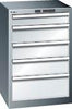 Schubladenschrank LISTA,  27x27E B564xT572xH850mm RAL 7035 5 Schubladen 75kg LISTA
