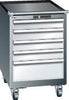 Schubladenschrank LISTA,  27x27E B564xT572xH890mm RAL 7035/5012 fahrbar 5 Schubladen 75kg