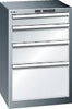 Schubladenschrank LISTA,  27x27E B564xT572xH850mm RAL 7035 4 Schubladen 75kg