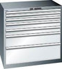 Schubladenschrank LISTA,  54x36E B1023xT725xH1000mm RAL 5012 7 Schubladen 75/200kg