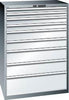 Schubladenschrank LISTA,  54x36E B1023xT725xH1450mm RAL 7035/5012 9 Schubladen 75/200kg