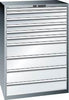 Schubladenschrank LISTA,  54x36E B1023xT725xH1450mm RAL 7035/5012 10 Schubladen 75/200kg