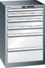 Schubladenschrank LISTA,  27x27E B564xT572xH850mm RAL 5012 6 Schubladen 75kg LISTA