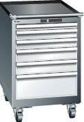 Schubladenschrank LISTA,  27x27E B564xT572xH890mm RAL 5012 fahrbar 6 Schubladen 75kg LISTA