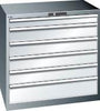 Schubladenschrank LISTA,  54x36E B1023xT725xH1000mm RAL 7035 6 Schubladen 200kg LISTA
