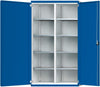 Schwerlastschrank ANKE,  B1085xT500xH1950mm RAL7035/5010 m.Mittelwand8 Böden