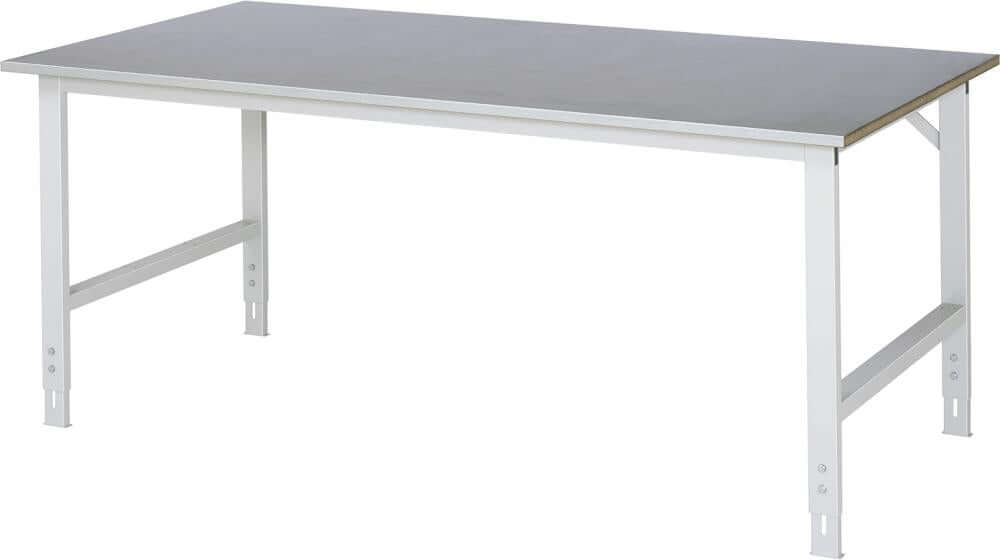 Arbeitstisch RAU,  Tom - Stahlblechbelag-Platte B2000xT 1000xH760-1080mm Stahlblechbelag-Platte