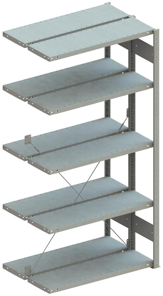 Doppel-Steckregal META REGALBAU,  CLIP B1000xT2x300xH2500 mm Anbaufeld 2x6 Böden vzk Fachlast 150kg META