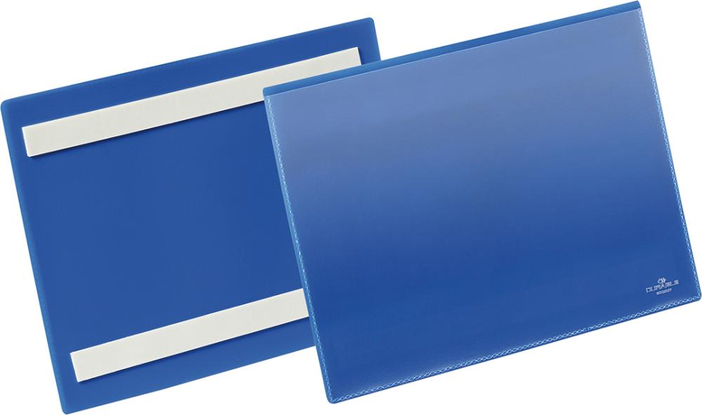 Etikettentasche DURABLE,  B210xH148 mm A5 quer blau, selbstklebend VE 50 Stück