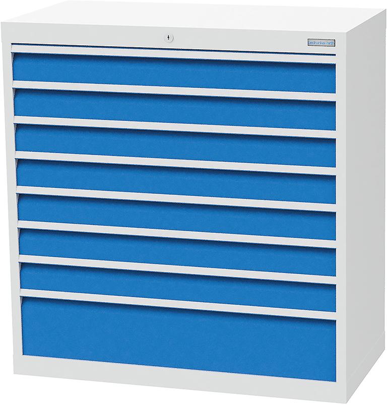 Schubladenschrank BEDRUNKA + HIRTH,  T500 980 mm, 8 Sbl. VA