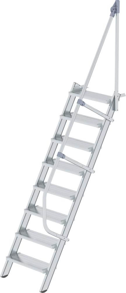 Alu-Treppe MUNK,  60 Grad 8 Stufen B 600 mm lichte Höhe 1940 mm Ausladung 1361 mm