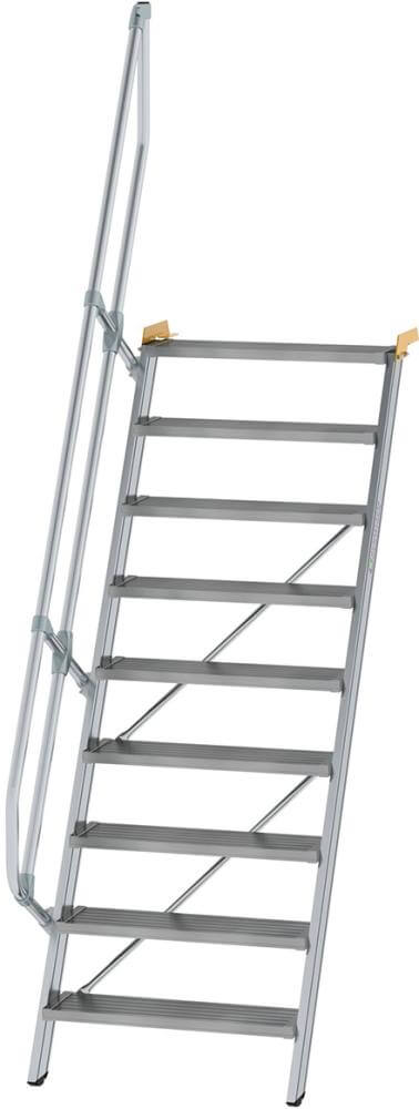 Alu-Treppe MUNK,  60 Grad 4 Stufen B 600 mm lichte Höhe 970 mm Ausladung 811 mm