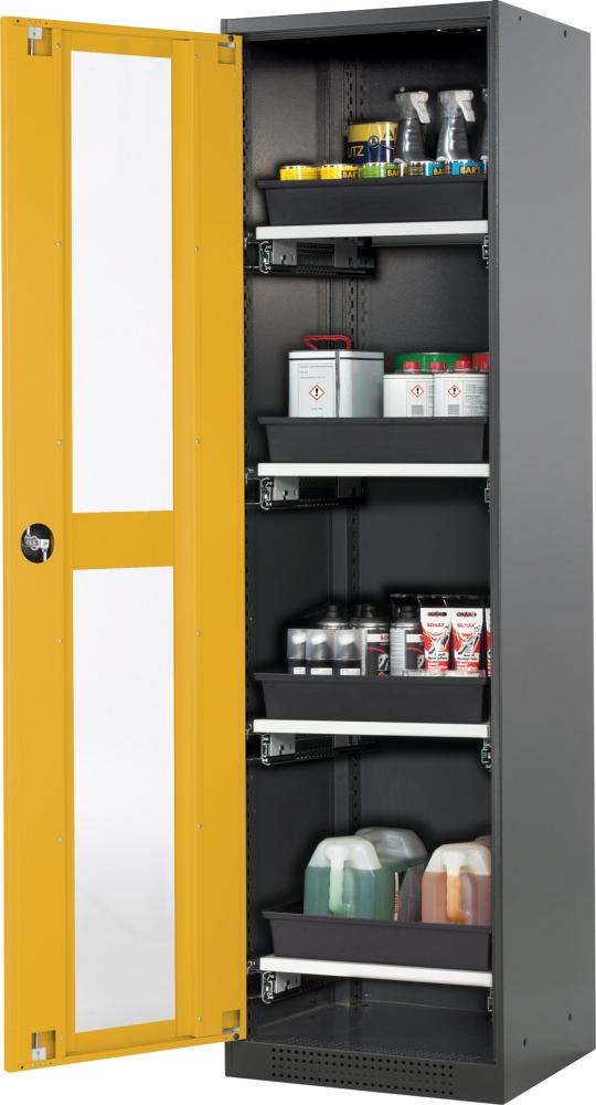 Chemikalienschrank ASECOS,  Glasa.545x1950 1Tür,gelb,6Ausz