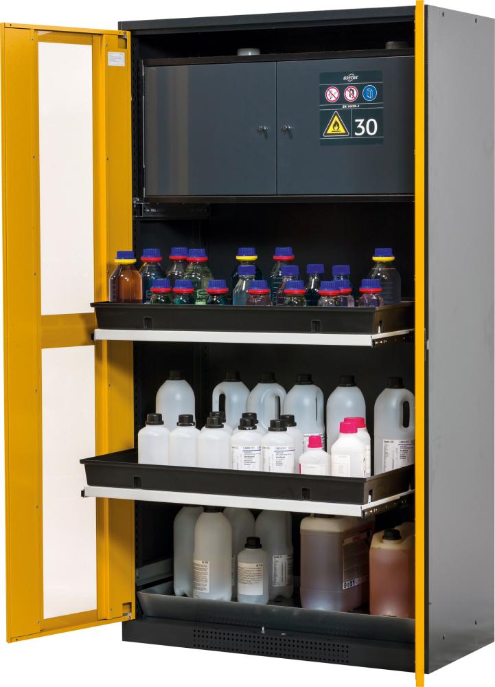 Chemikalienschrank ASECOS,  Glasa.1055x1950 2Tür.gelb,4Ausz