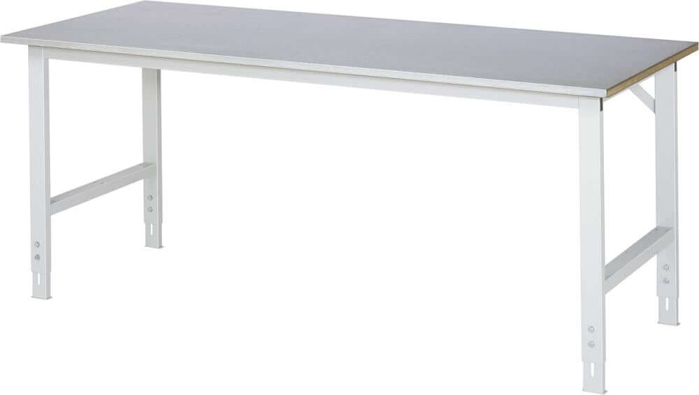 Arbeitstisch RAU,  Tom - Stahlblechbelag-Platte B2000xT 800xH760-1080mm Stahlblechbelag-Platte