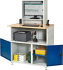 Computer-Tisch RAU,  B1100xT800xH1810 mm RAL 7035/5010 stationär Gehäuse offen