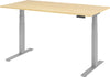 Height-adjustable desk 1600x800x640-1290 mm frame silver, top maple