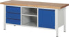 Werkbank RAU,  Basic B2000xT700xH840mm RAL 7035/5010 BMP: 40 mm 3 Schubladen,1 Tür