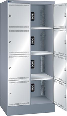 Ladeschrank LISTA,  Fächer Ral 6502/7035 BxTxH 810x585x1790mm 2x4 Fächer Schuko