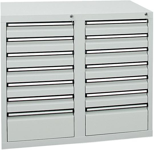 Schubladenschrank STUMPF,  14 SLR 900x1000x500 mm grau stumpf