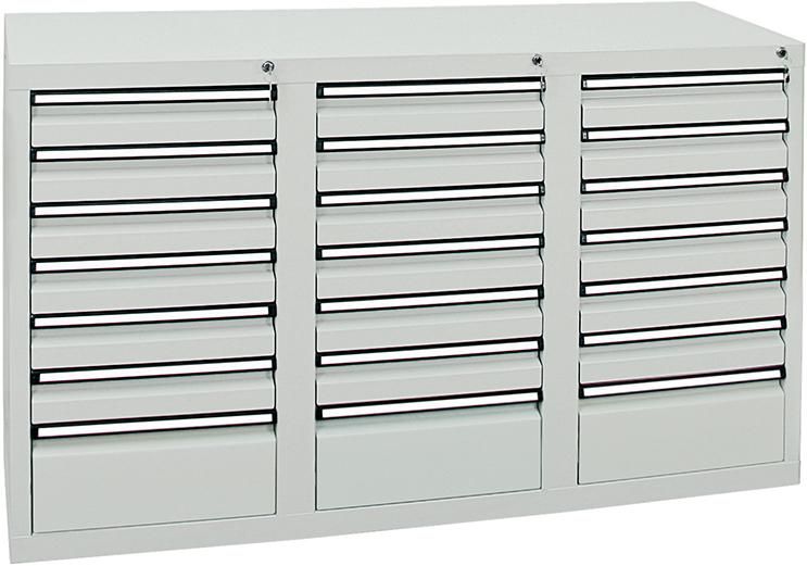 Schubladenschrank STUMPF,  21 SLR 900x1500x500 mm grau stumpf