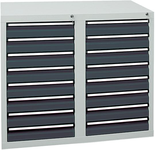 Schubladenschrank STUMPF,  STS 410 RAL 7035/7016 16x100 mm