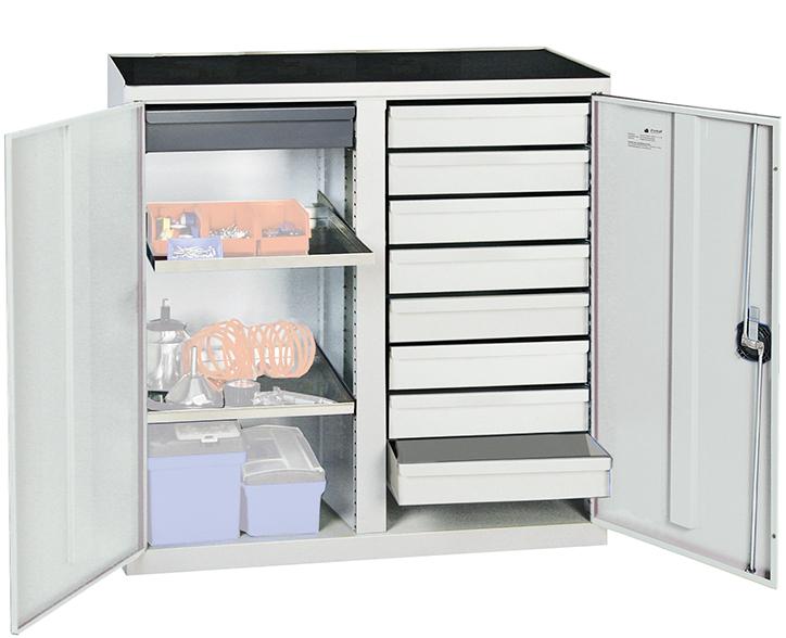 Werkzeugschrank STUMPF,  S2000 RAL 7035/7035 9 Schubladen 2 Fachböden