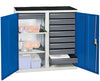 Werkzeugschrank STUMPF,  S3000 RAL 7035/5010 2 Abt., 2 Wannenböden 9 Schubladen