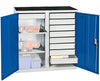 Werkzeugschrank STUMPF,  S2000 RAL 7035/5010 Mitteltrennwand, 9 Schubl2 Wannenböden
