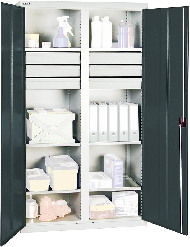 Werkzeugschrank STUMPF,  S2000 RAL 7035/7016 6 Wannenböden 6 Schubladen 100 mm